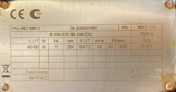 Silnik elektryczny 11kW 2954obr. 3fazowy IE3 - zdjęcie 2