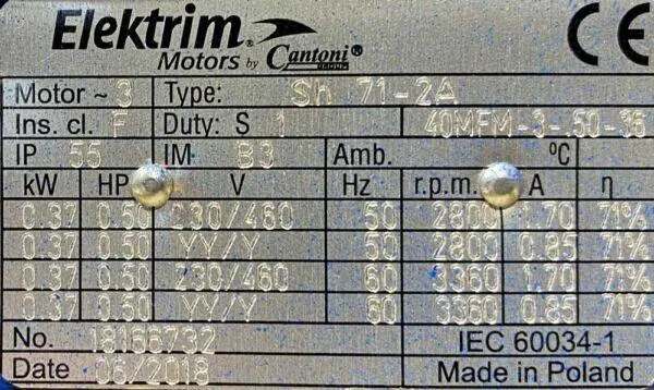 Silnik elektryczny 0,37kW 2800obr. 3fazowy - zdjęcie 2