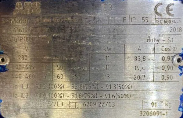 Silnik elektryczny 11kW 2939obr. 3fazowy ABB IE3 - zdjęcie 2