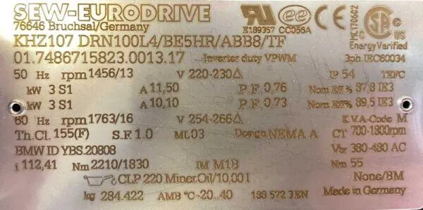 Motoreduktor / przekładnia 3kW 13obr. HAMULEC SEW - zdjęcie 2
