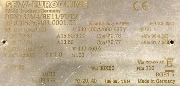 Silnik elektryczny 7,5kW 1468obr. 3fazowy HAMULEC SEW IE3 - zdjęcie 2