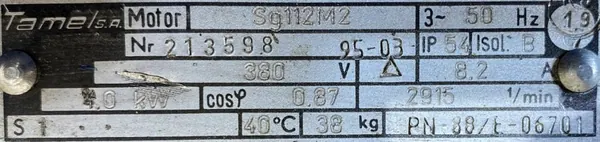 Silnik elektryczny 4kW 2915obr. 3fazowy Tamel - zdjęcie 2