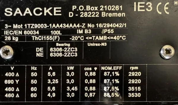 Silnik elektryczny 3kW 2920obr. 3fazowy IE3 - zdjęcie 2