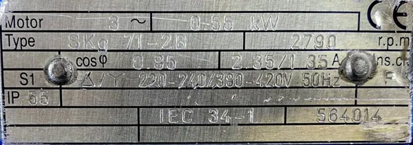 Silnik elektryczny 0,55kW 2790obr. 3fazowy BESEL - zdjęcie 2