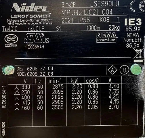 Silnik elektryczny 2,2kW 2895obr. 3fazowy IE3 (s) - zdjęcie 2