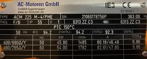 Silnik elektryczny 45kW 1485obr. 3fazowy IE3 - zdjęcie 2