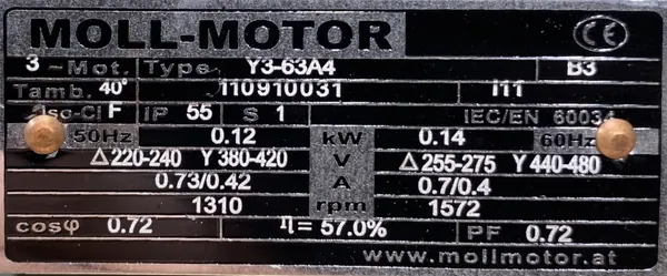 Silnik elektryczny 0,12kW 1310obr. 3fazowy - zdjęcie 2