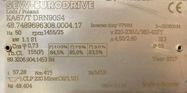 Motoreduktor / przekładnia 1,1kW 25obr. 3fazowy SEW - zdjęcie 2