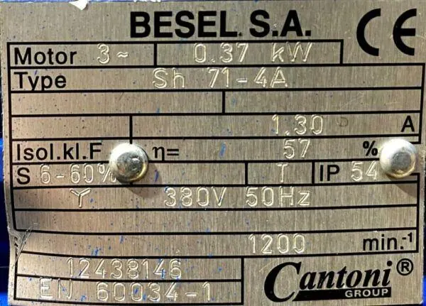 Silnik elektryczny 0,37kW 1200obr. 3fazowy BESEL - zdjęcie 3