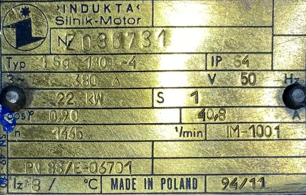 Silnik elektryczny 22kW 1465obr. 3fazowy INDUKTA - zdjęcie 2