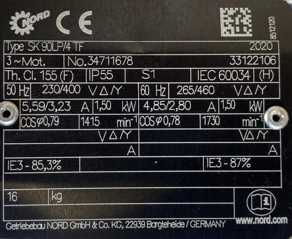 Motoreduktor / przekładnia 1,5kW 91obr. NORD - zdjęcie 2