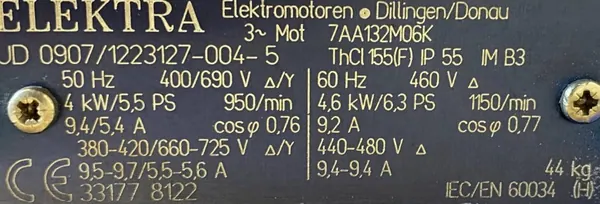 Silnik elektryczny 4kW 950obr. 3fazowy - zdjęcie 2