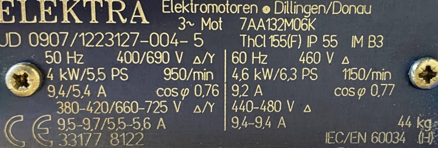 silnik elektryczny 4kW 950obr. 3fazowy - zdjęcie 2