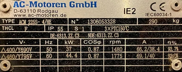 Silnik elektryczny 37kW 1480obr. 3fazowy IE2 - zdjęcie 2