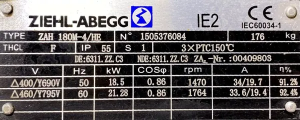 Silnik elektryczny 18,5kW 1470obr. 3fazowy 180B3 - zdjęcie 2