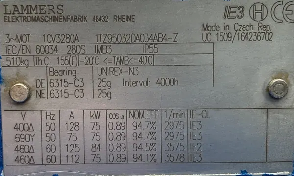 Silnik elektryczny 75kW 2975obr. 3fazowy IE3 - zdjęcie 2
