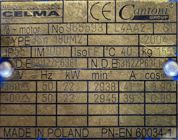 Silnik elektryczny 22kW 2945obr. 3fazowy CELMA - zdjęcie 2