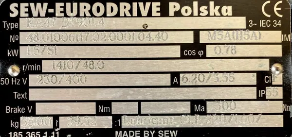 Motoreduktor / przekładnia 1,5kW 48obr. SEW - zdjęcie 2
