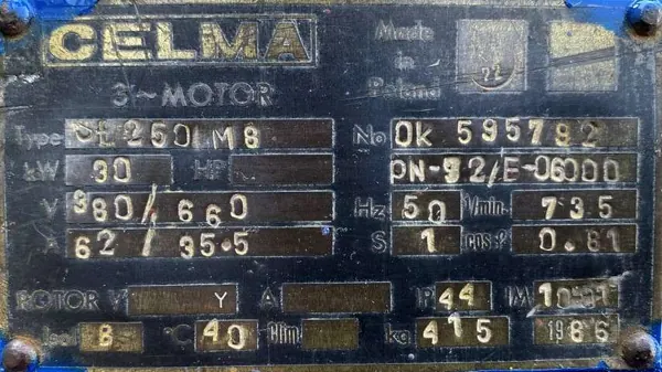 Silnik elektryczny 30kW 735obr. 3fazowy CELMA - zdjęcie 2