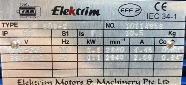 Silnik elektryczny 1,1kW 2840obr. 3fazowy - zdjęcie 2
