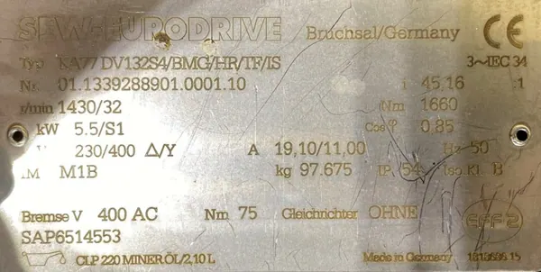 Motoreduktor / przekładnia 5,5kW 32obr. HAMULEC SEW - zdjęcie 2