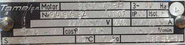 Silnik elektryczny 0,75kW 1385obr. 3fazowy Tamel - zdjęcie 2