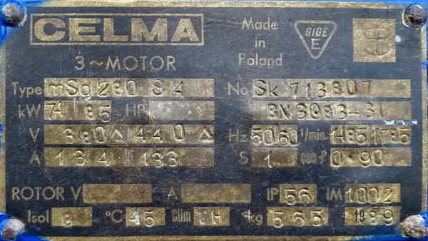 Silnik elektryczny 74kW 1485obr. 3fazowy CELMA - zdjęcie 2