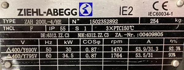Silnik elektryczny 30kW 1470obr. 3fazowy IE2 B3 - zdjęcie 2