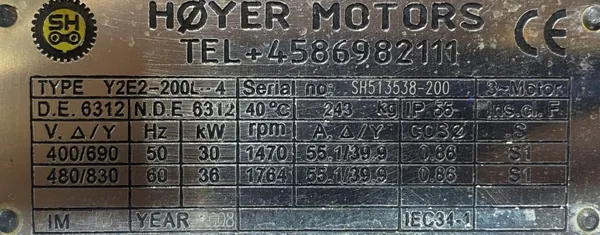 Silnik elektryczny 30kW 1470obr. 3fazowy B3 - zdjęcie 2