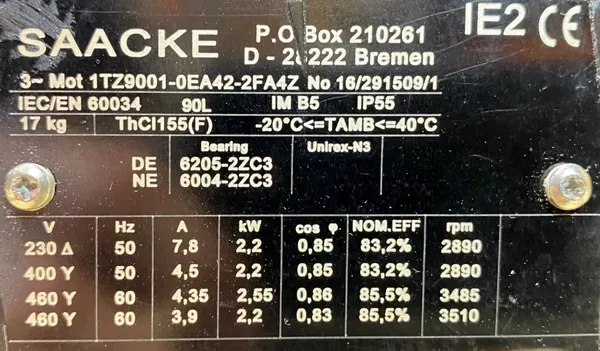 Silnik elektryczny 2,2kW 2890obr. 3fazowy IE2 - zdjęcie 2
