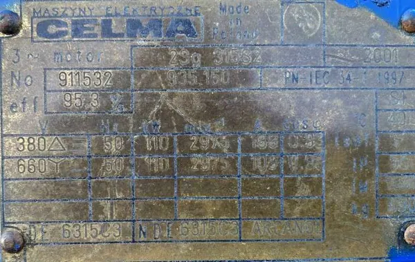 Silnik elektryczny 110kW 2975obr. 3fazowy CELMA - zdjęcie 2