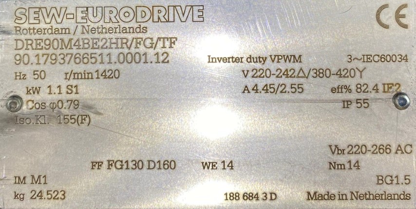 silnik elektryczny 1,1kW 1420obr. 3fazowy HAMULEC SEW do reduktora - zdjęcie 2