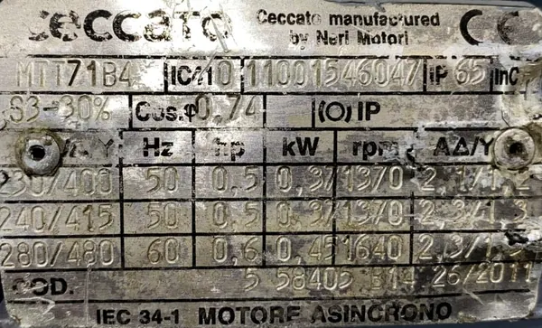 Silnik elektryczny 0,37kW 1370obr. 3fazowy OBCE CHŁODZENIE - zdjęcie 2
