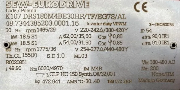 Motoreduktor / przekładnia 18,5kW 29obr. HAMULEC SEW - zdjęcie 2
