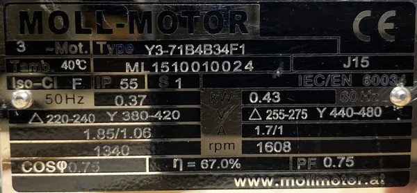 Silnik elektryczny 0,37kW 1340obr. 3fazowy - zdjęcie 2