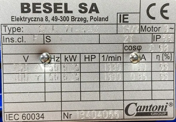 Motoreduktor / przekładnia 0,25kW 23obr. 3fazowy - zdjęcie 2