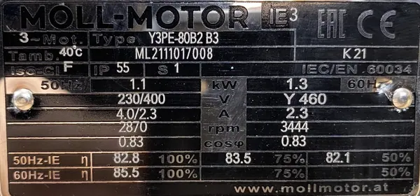 Silnik elektryczny 1,1kW 2870obr. 3fazowy IE3 - zdjęcie 2