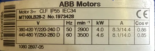 Silnik elektryczny 4kW 2900obr. 3fazowy ABB - zdjęcie 2