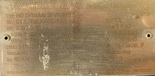 Motoreduktor / przekładnia 2,2kW 53obr. OBCE CHŁODZENIE SEW - zdjęcie 2