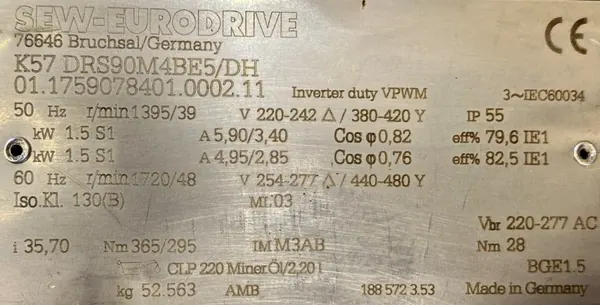 Motoreduktor / przekładnia 1,5kW 39obr. HAMULEC SEW - zdjęcie 2