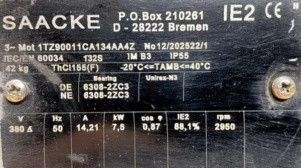 Silnik elektryczny 7,5kW 2925obr. 3fazowy IE2 - zdjęcie 2