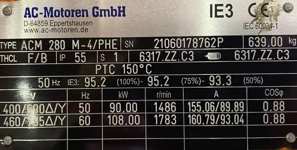 Silnik elektryczny 90kW 1486obr. 3fazowy IE3 - zdjęcie 2