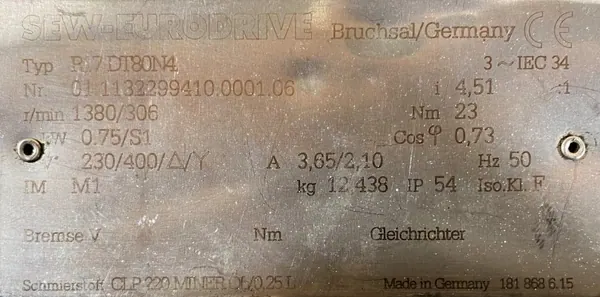 Motoreduktor / przekładnia 0,75kW 306obr. 3fazowy SEW - zdjęcie 2