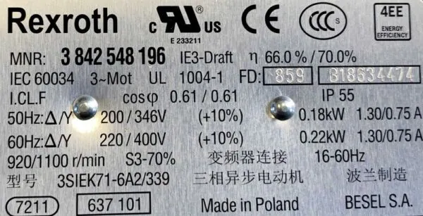 Silnik elektryczny 0,18kW 920obr. 3fazowy BESEL - zdjęcie 2