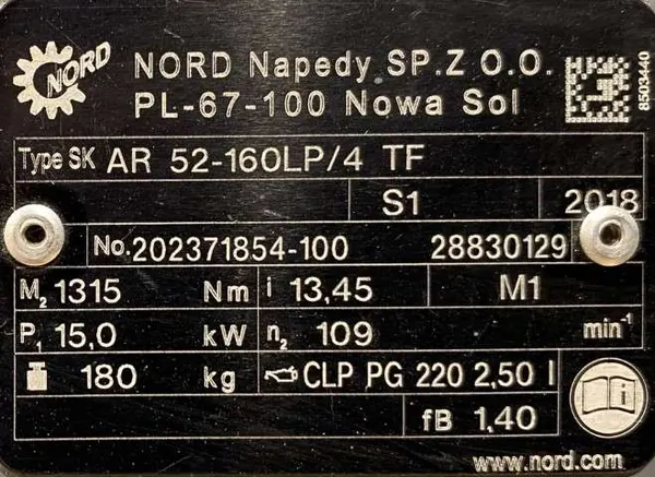 Motoreduktor / przekładnia 15kW 109obr. NORD - zdjęcie 3