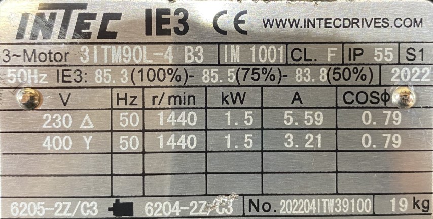 silnik elektryczny 1,5kW 1440obr. 3fazowy IE3 - zdjęcie 2