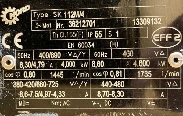 Motoreduktor / przekładnia 4kW 45obr. NORD - zdjęcie 2