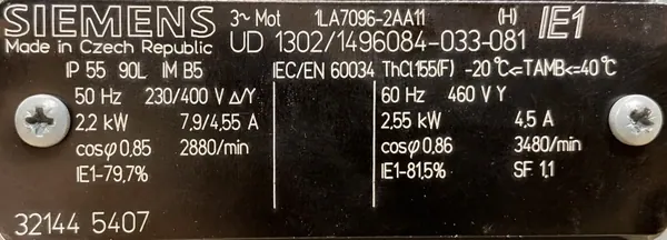 Silnik elektryczny 2,2kW 2880obr. 3fazowy SIEMENS - zdjęcie 2