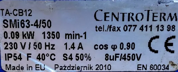 Silnik elektryczny 0,09kW 1350obr. 1fazowy 230V - zdjęcie 2