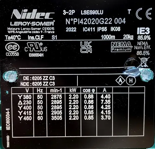 Silnik elektryczny 2,2kW 2895obr. 3fazowy IE3 (z) - zdjęcie 2
